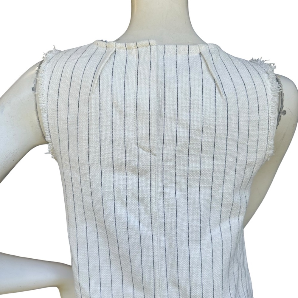 T By Alexander Wang High Neck White & Navy Striped Raw Hem Mini Dress Size 2 - Picture 9 of 13